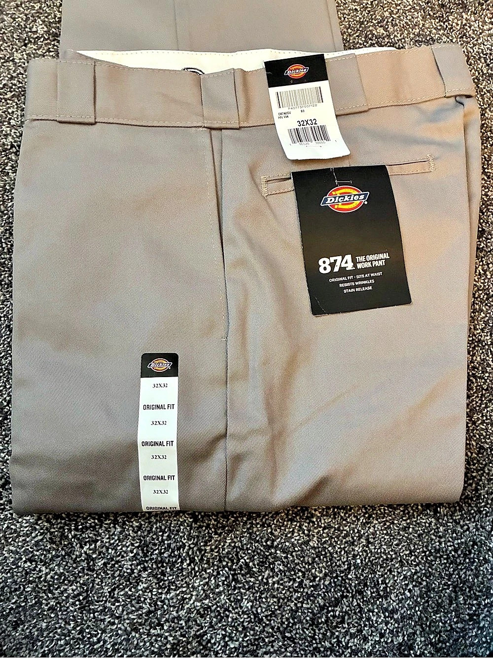 Dickies 874 Original Work Pants Gray Waist 32 x 32 NWT